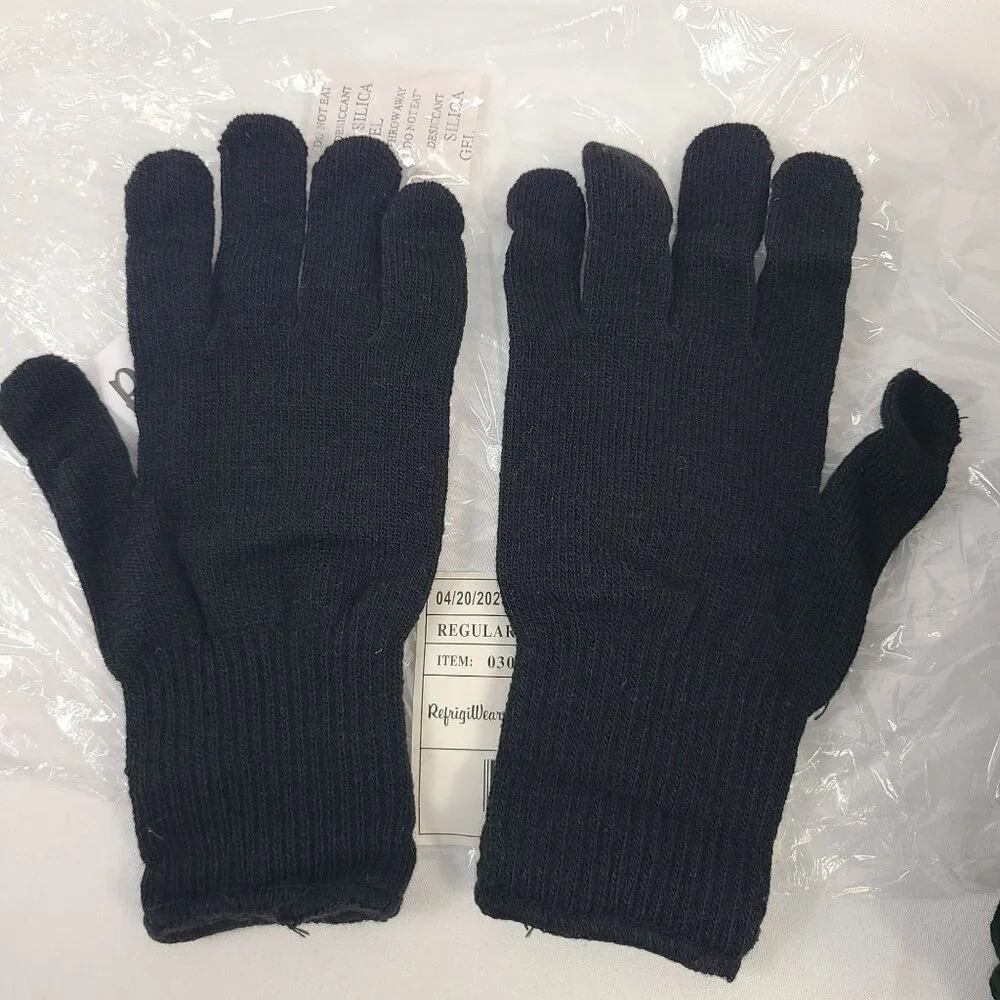RefrigiWear Black Acrylic Spandex Knit Gloves One Size Regular Warm Winter Wear - Picture 3 of 4